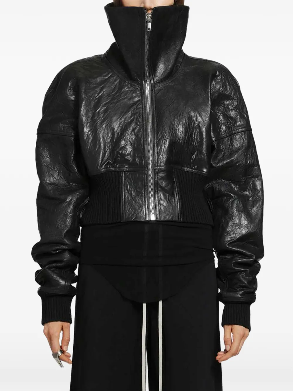 Rick Owens Draculight cropped jack met tunnelhals Zwart