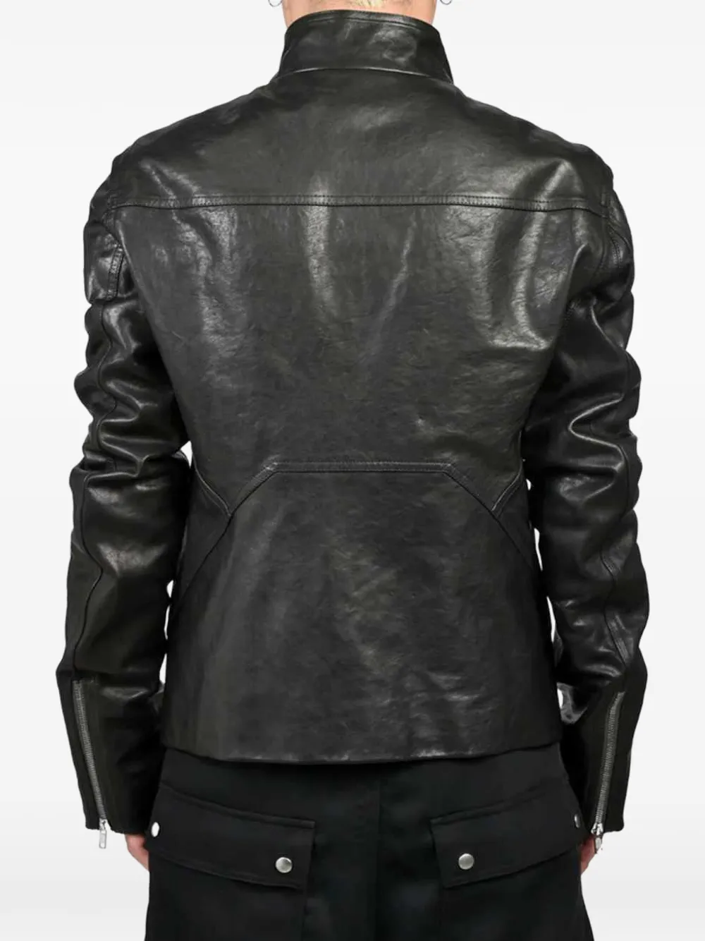 Rick Owens Release gewatteerd leren jack Zwart