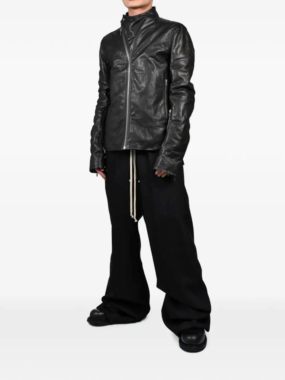 Rick Owens Release gewatteerd leren jack Zwart