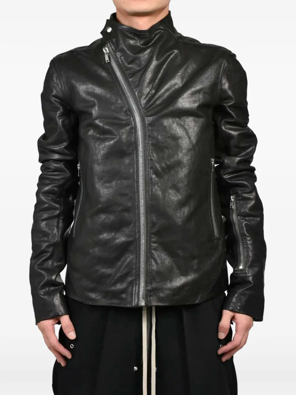 Rick Owens Release gewatteerd leren jack Zwart