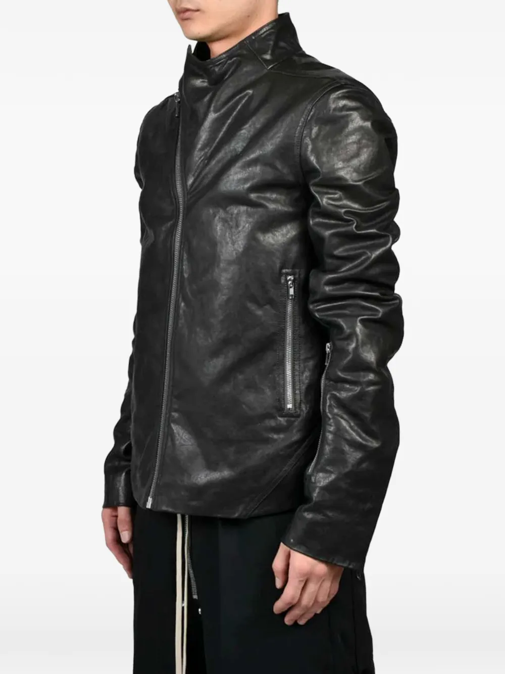 Rick Owens Release gewatteerd leren jack Zwart