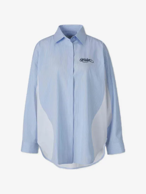 Off-White Camisa listrada com logo bordado