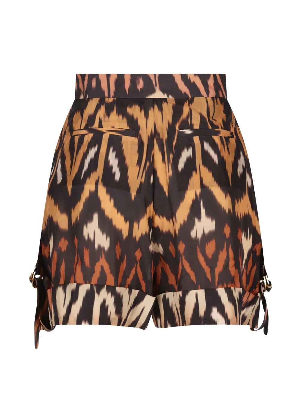 ZIMMERMANN Zijden shorts met ikat-print Zwart