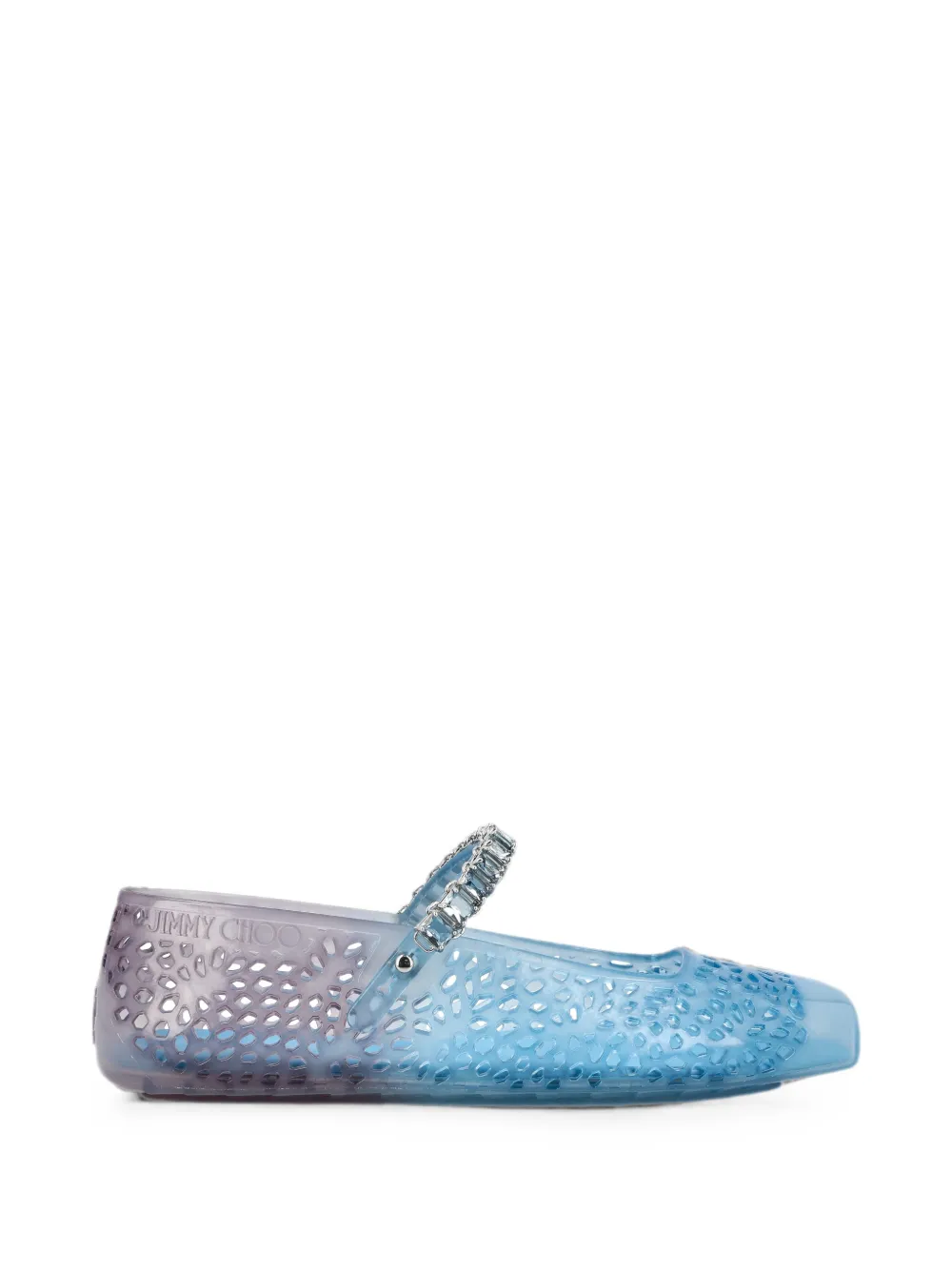 Jimmy Choo Jelly crystal-embellished semi-transparent ballet flats - Blu