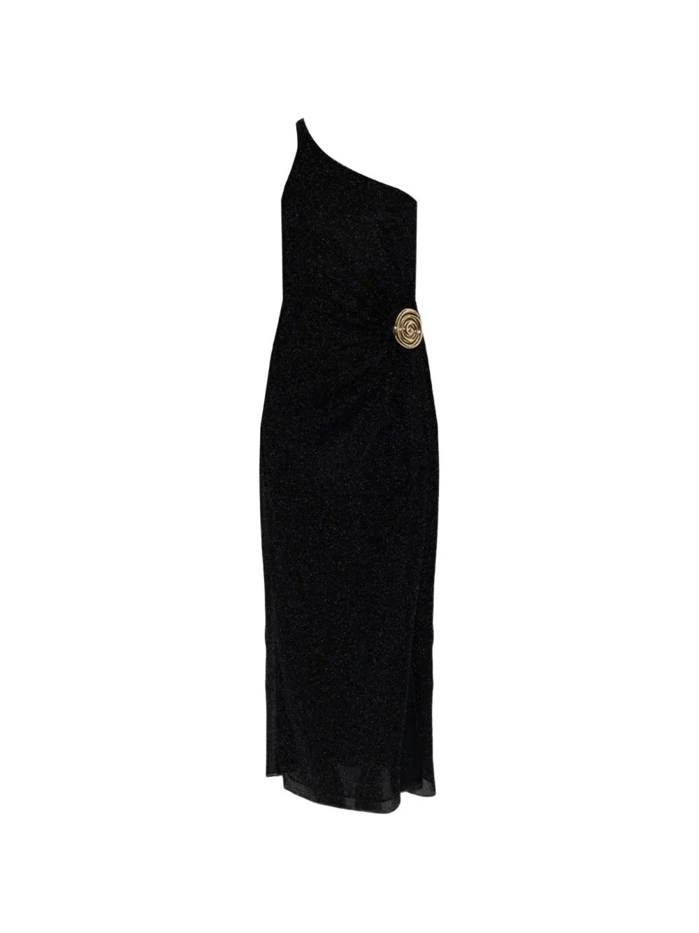 Oséree one-shoulder metallic-effect midi dress - Black