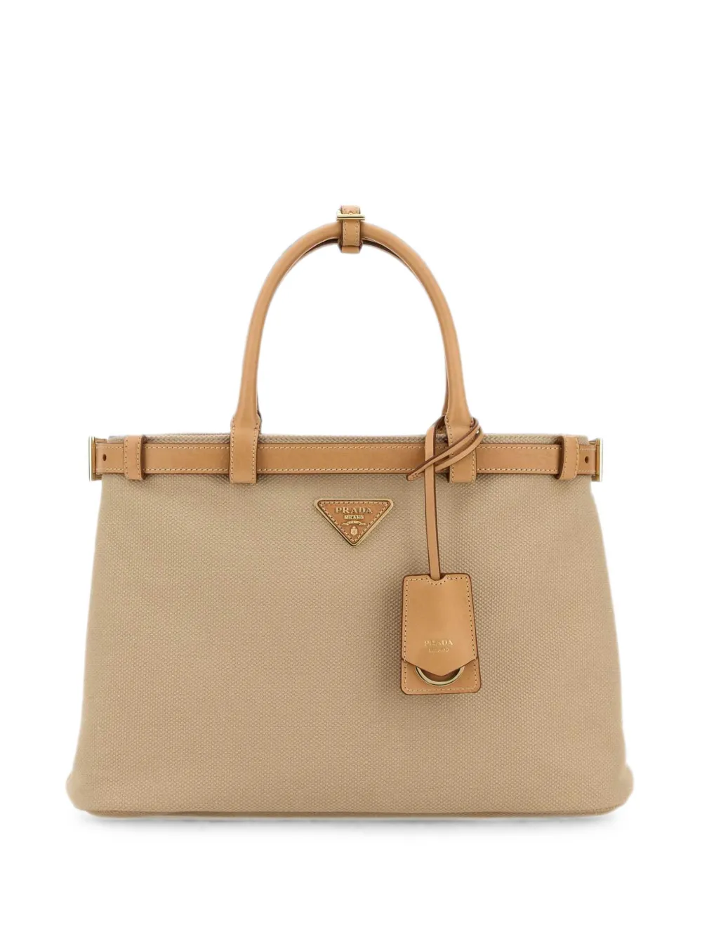 Prada medium logo-plaque canvas tote bag - Toni neutri