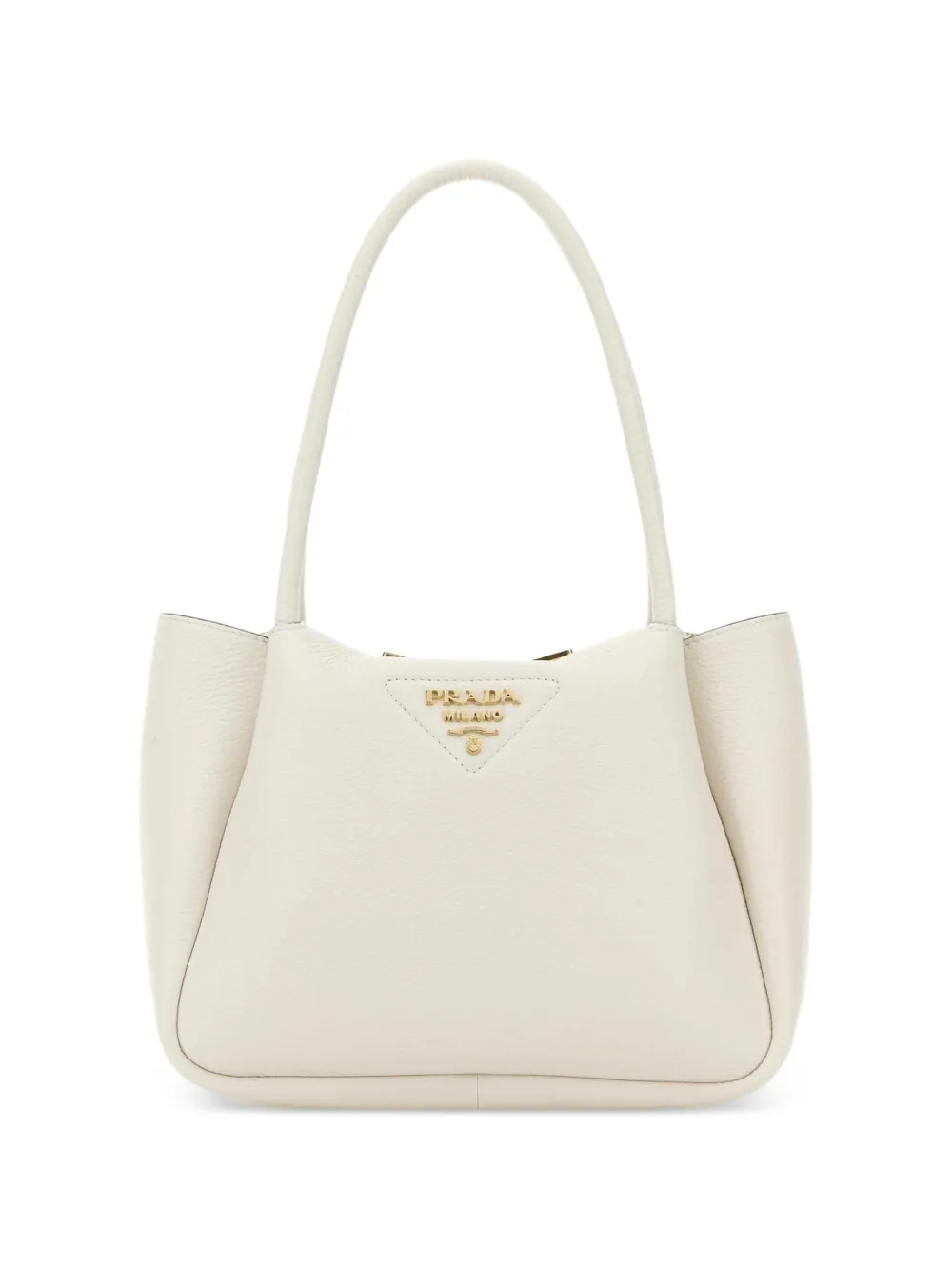 Prada small logo-plaque leather tote bag - Bianco
