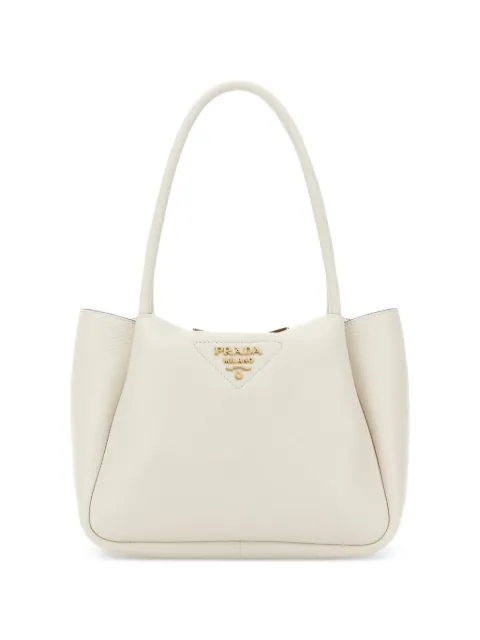Prada small logo-plaque leather tote bag