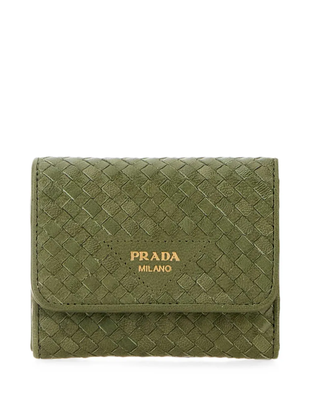 Prada woven leather wallet - Verde