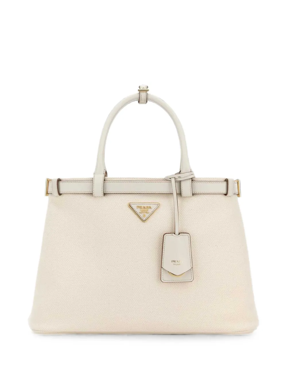 Prada medium Buckle canvas logo-plaque tote bag - Bianco