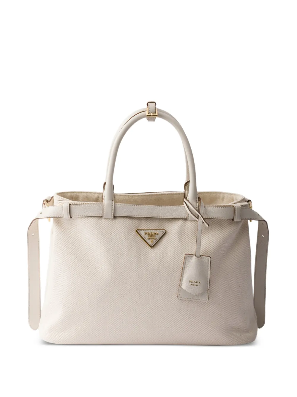 Prada medium Buckle canvas logo-plaque tote bag - Bianco