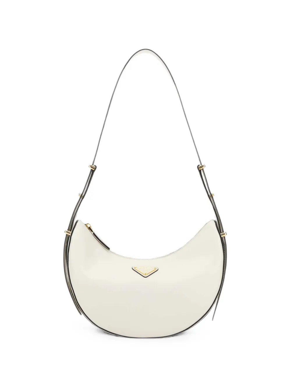 Prada Arqué half-moon leather shoulder bag - Bianco