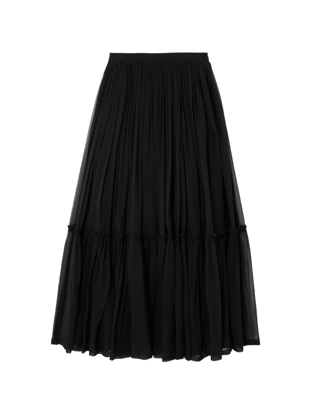 Saint Laurent tiered silk maxi skirt - Schwarz