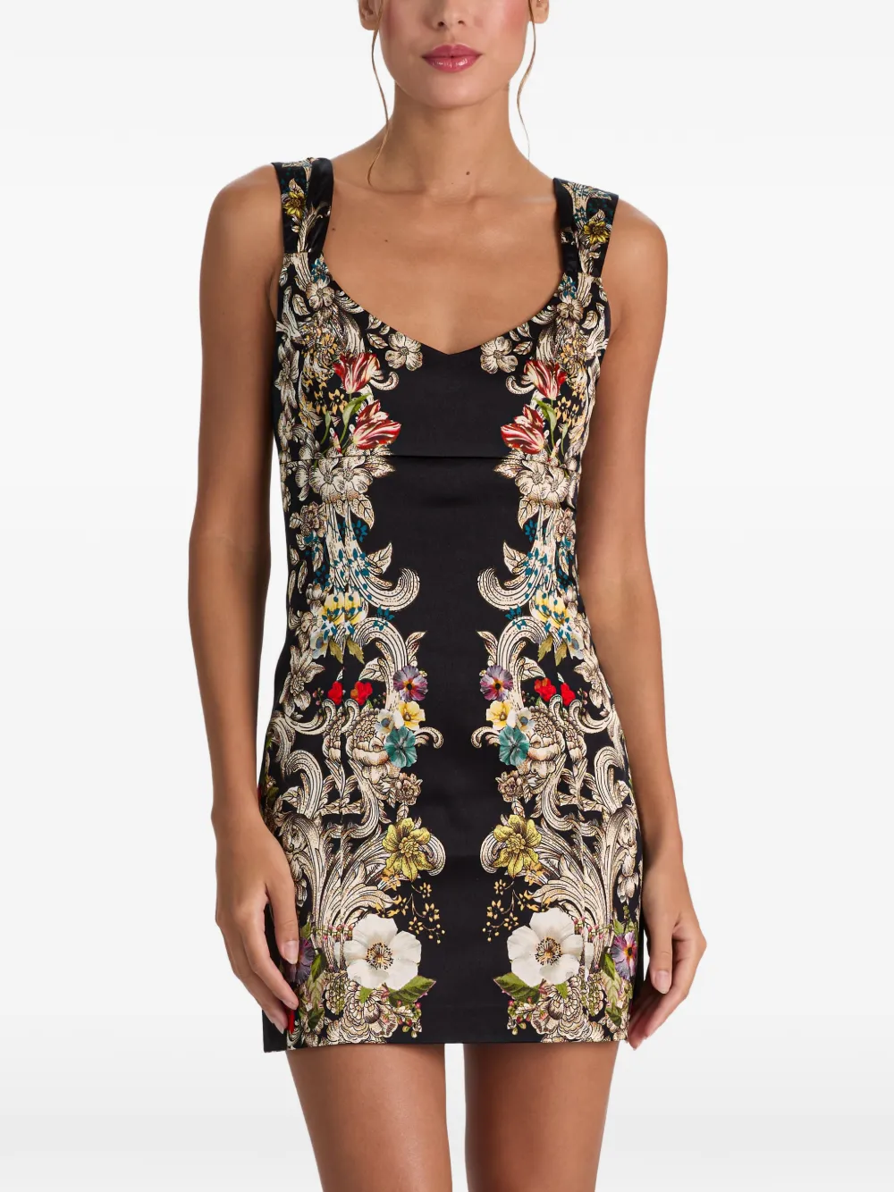 alice + olivia Renee mouwloze mini-jurk met bloemenprint Zwart