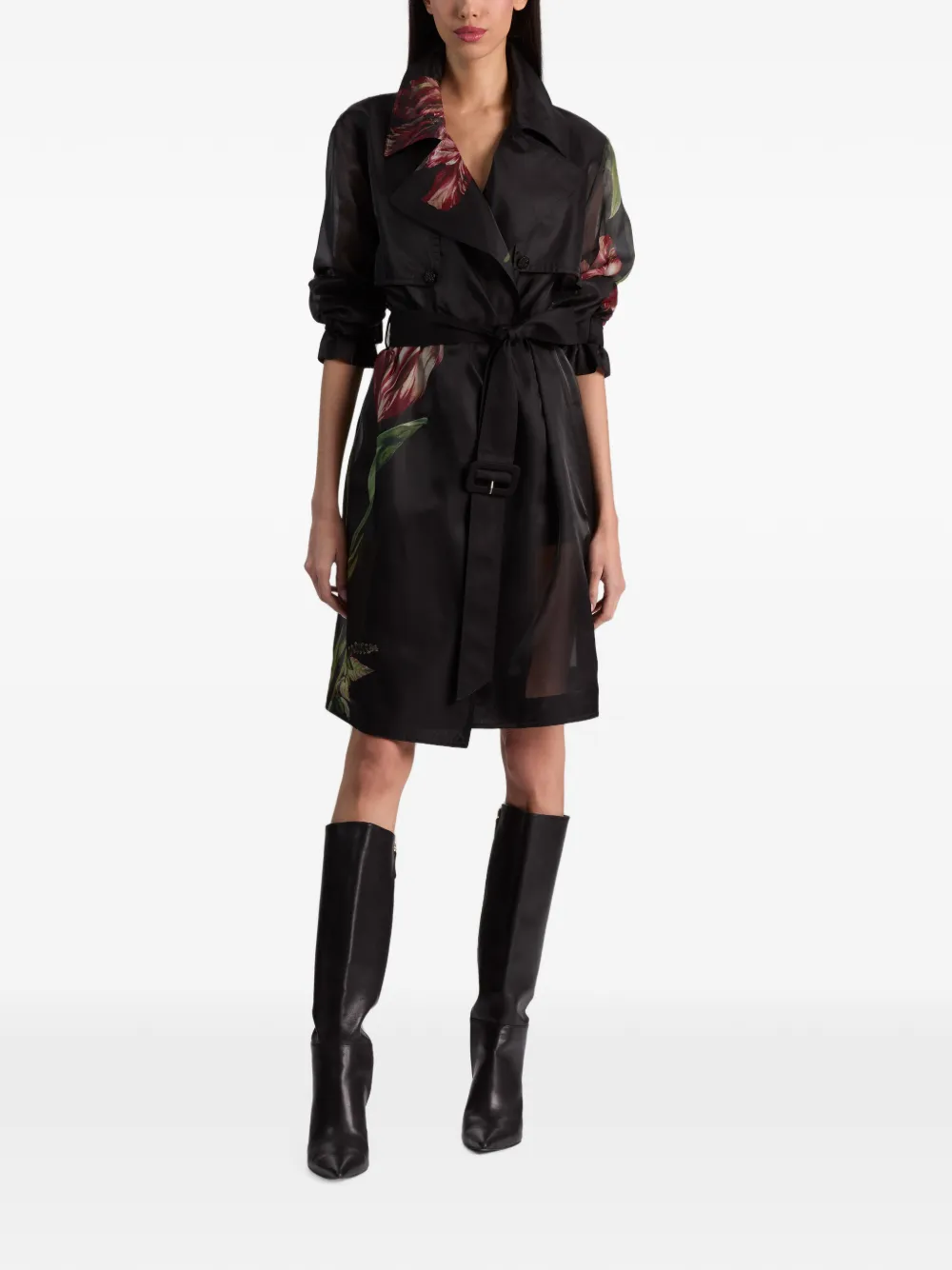 alice + olivia Silvia trenchcoat met ceintuur Zwart