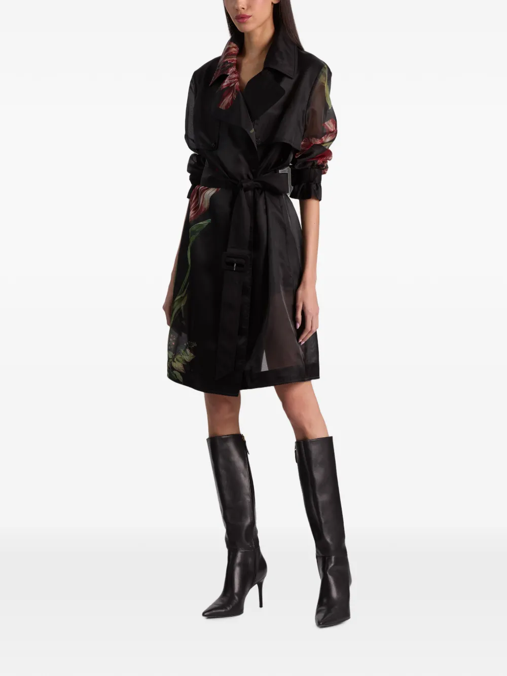 alice + olivia Silvia trenchcoat met ceintuur Zwart