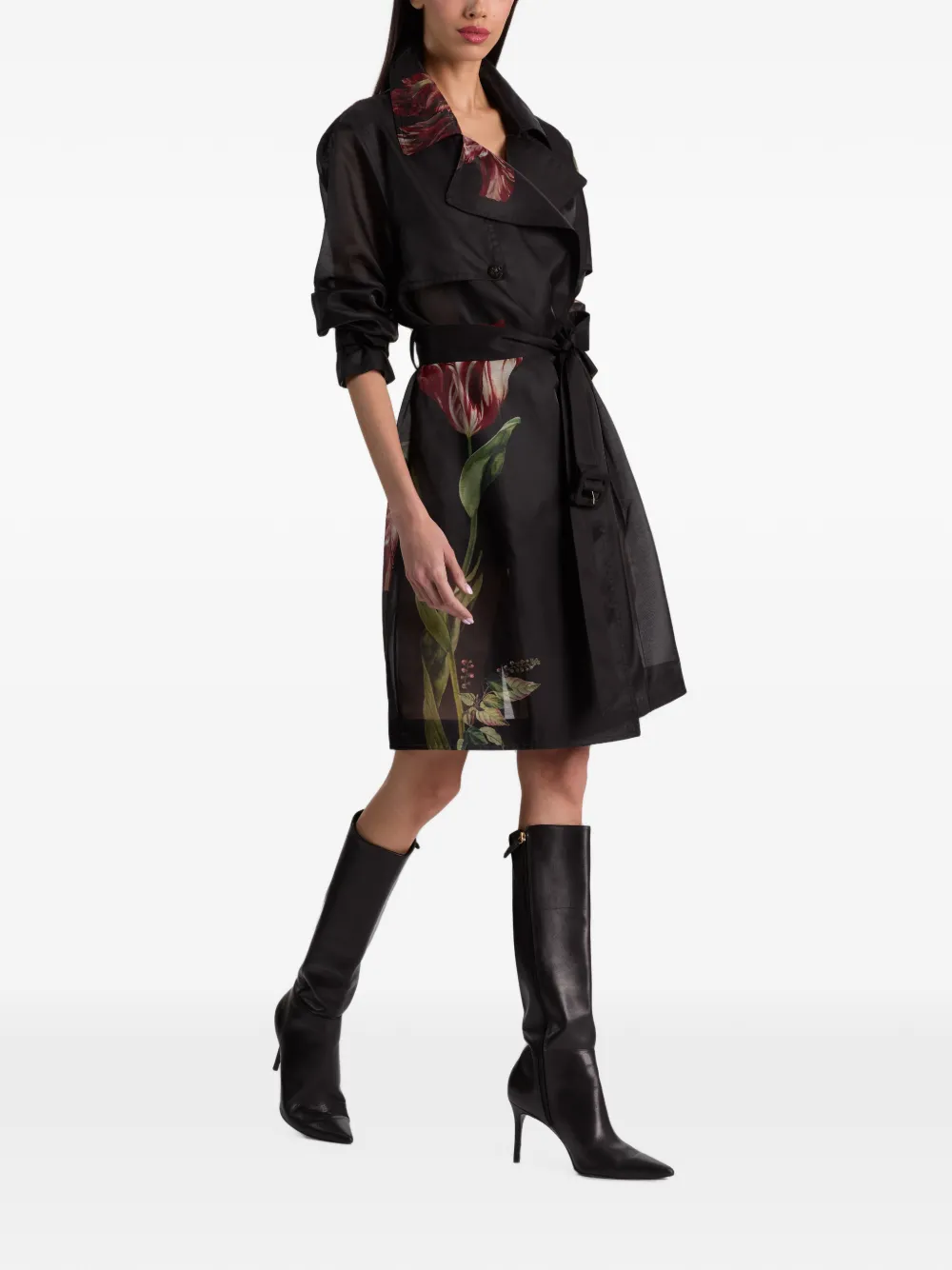 alice + olivia Silvia trenchcoat met ceintuur Zwart