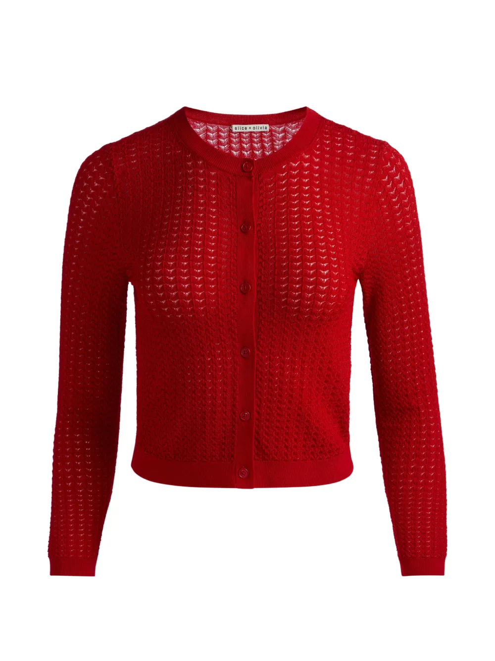 alice + olivia pointelle-knit cardigan - Rosso