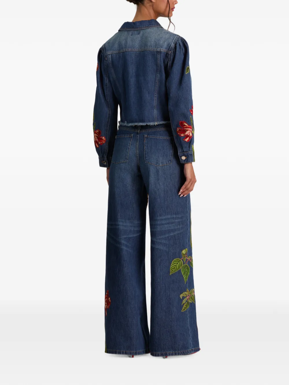 alice + olivia Amazing jeans met geborduurde bloemen Blauw