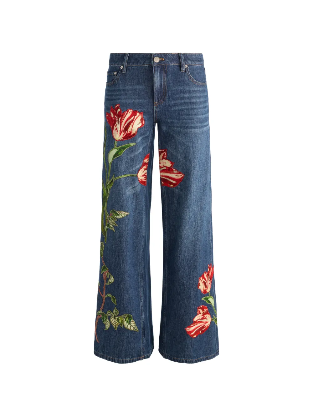 alice + olivia Jeans Amazing con ricamo a fiori - Blu