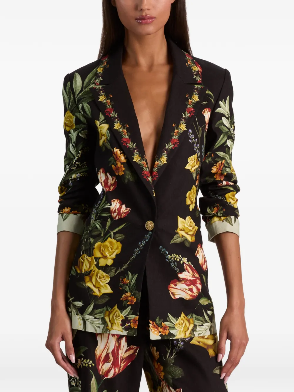 alice + olivia Blazer met bloemenprint Zwart