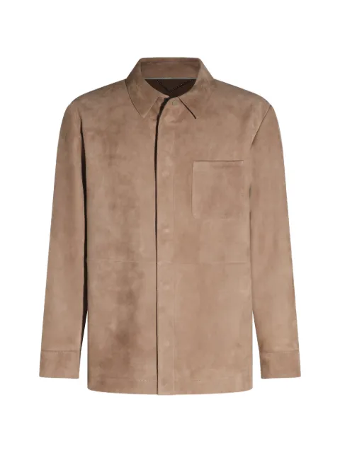 Canali suede chest-pocket jacket