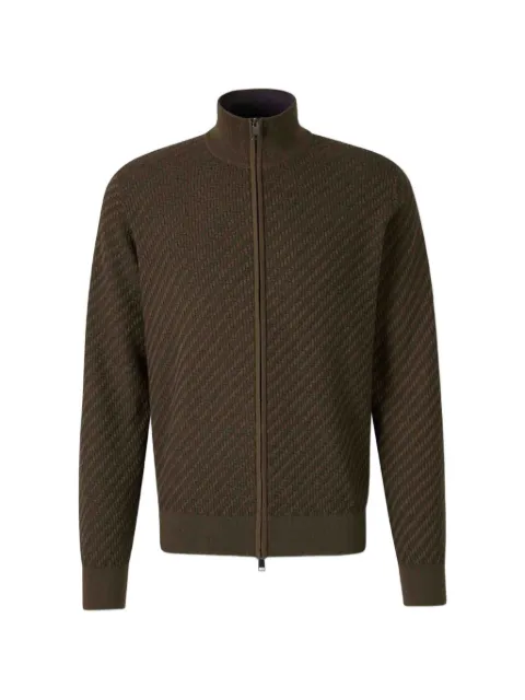 Brioni Trama weave zip-through cardigan