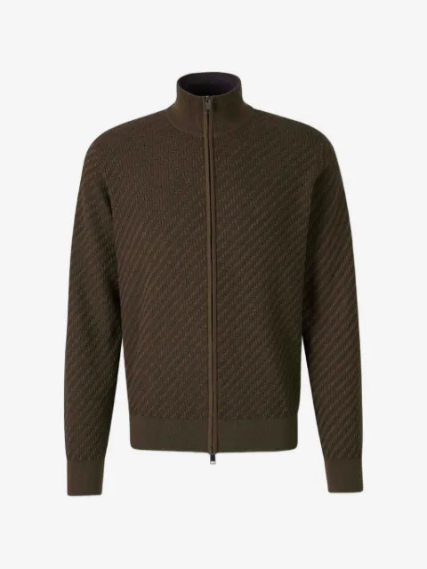 Brioni Trama weave zip-through cardigan