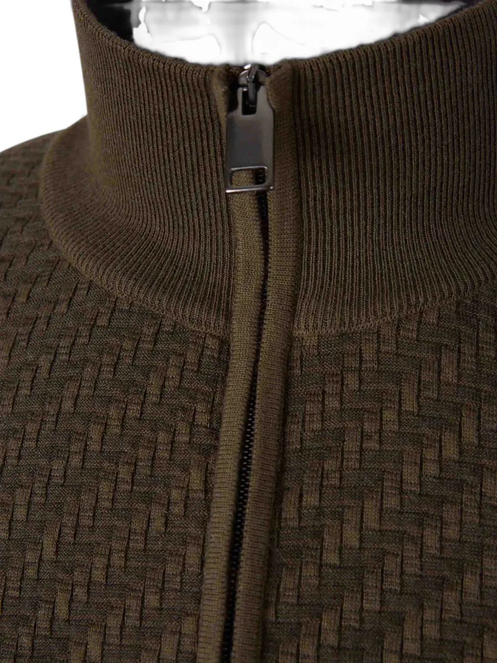 Brioni Trama geweven vest met rits Bruin
