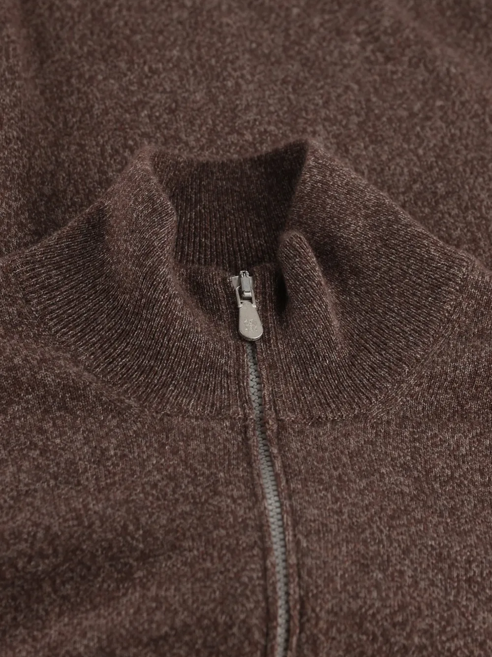 Brunello Cucinelli Trui met geribbelde afwerking en rits Bruin