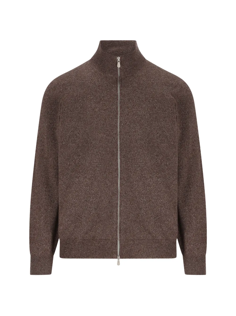 Brunello Cucinelli zip-up ribbed-trim sweater - Braun