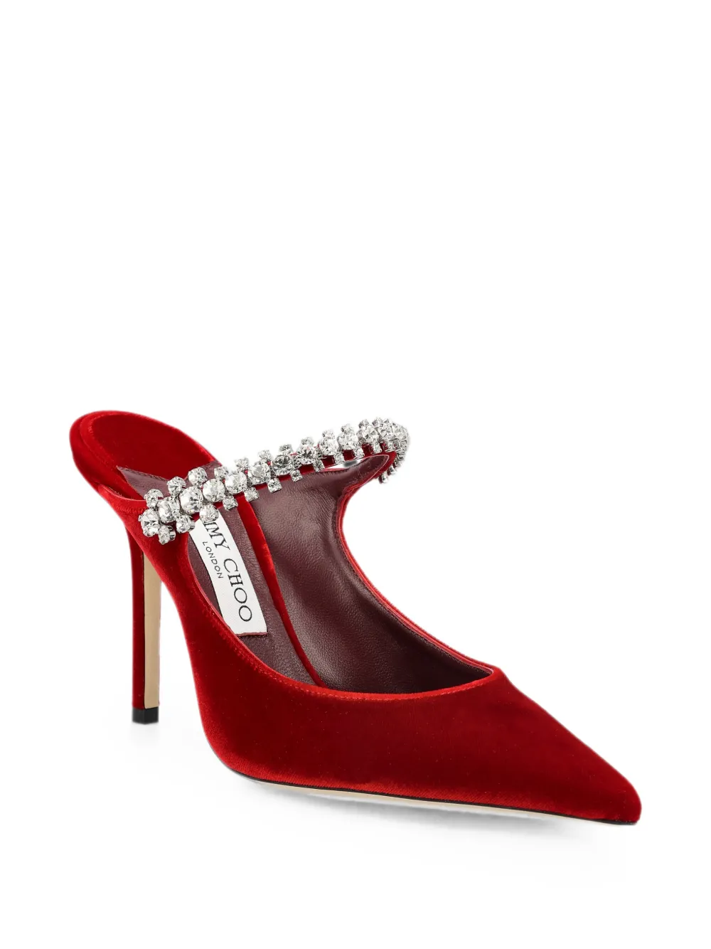 Jimmy Choo Bing crystal-embellished velvet mules Rood