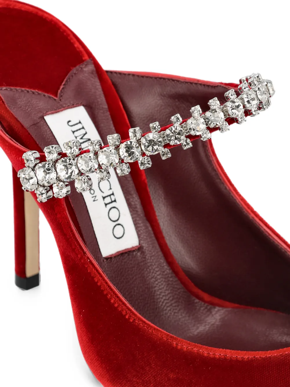 Jimmy Choo Bing crystal-embellished velvet mules Rood