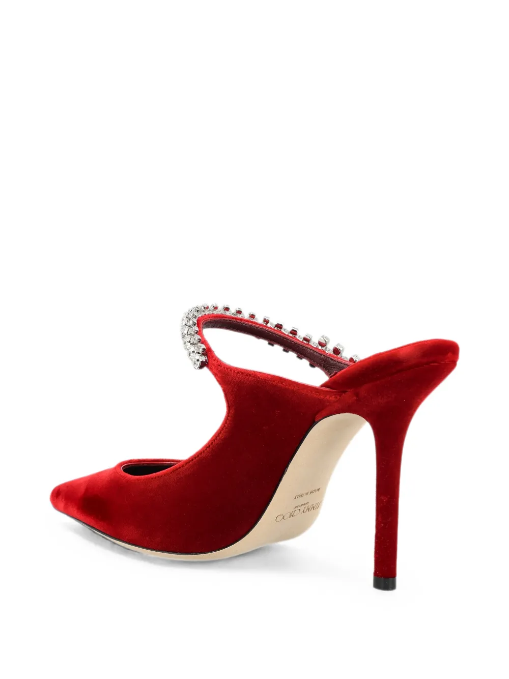 Jimmy Choo Bing crystal-embellished velvet mules Rood