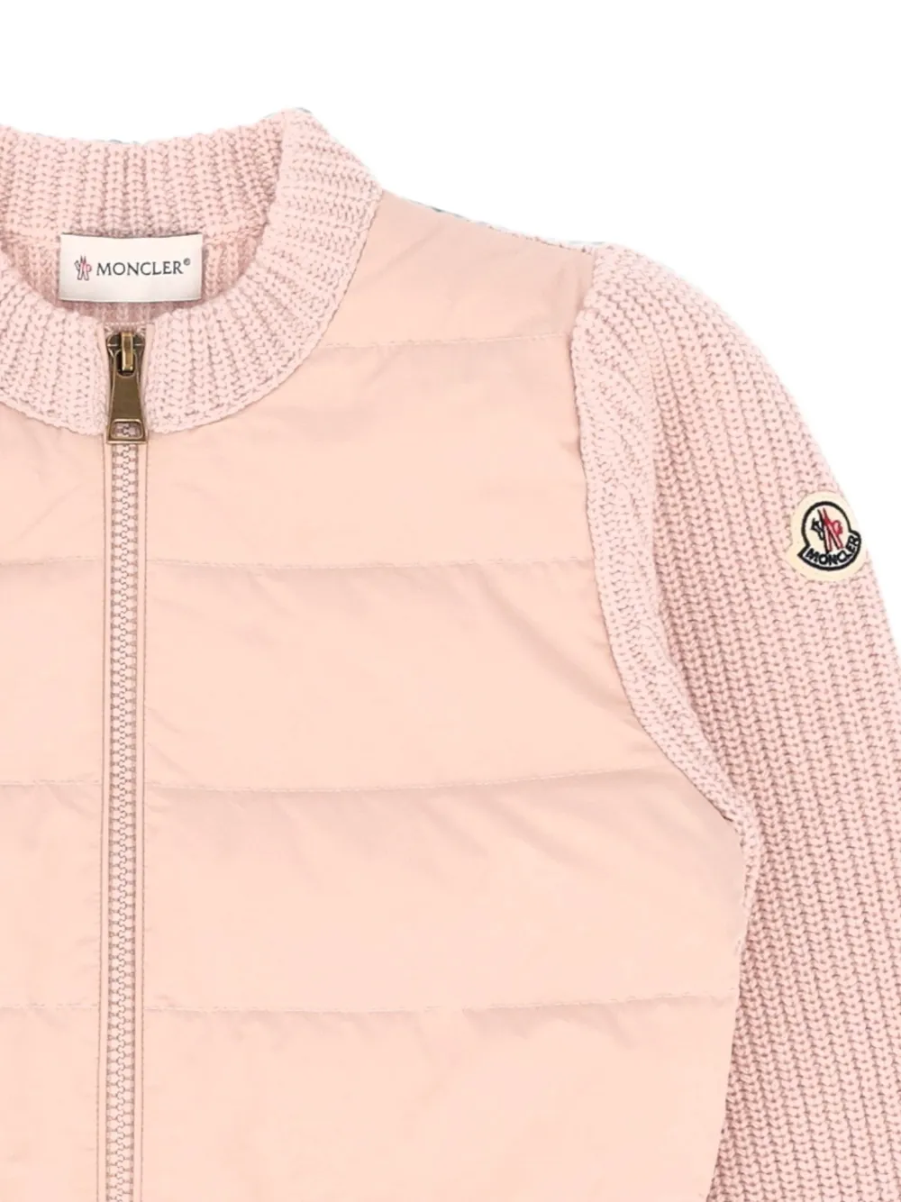 Moncler Enfant Gewatteerd wollen en kasjmier vest met rits Roze