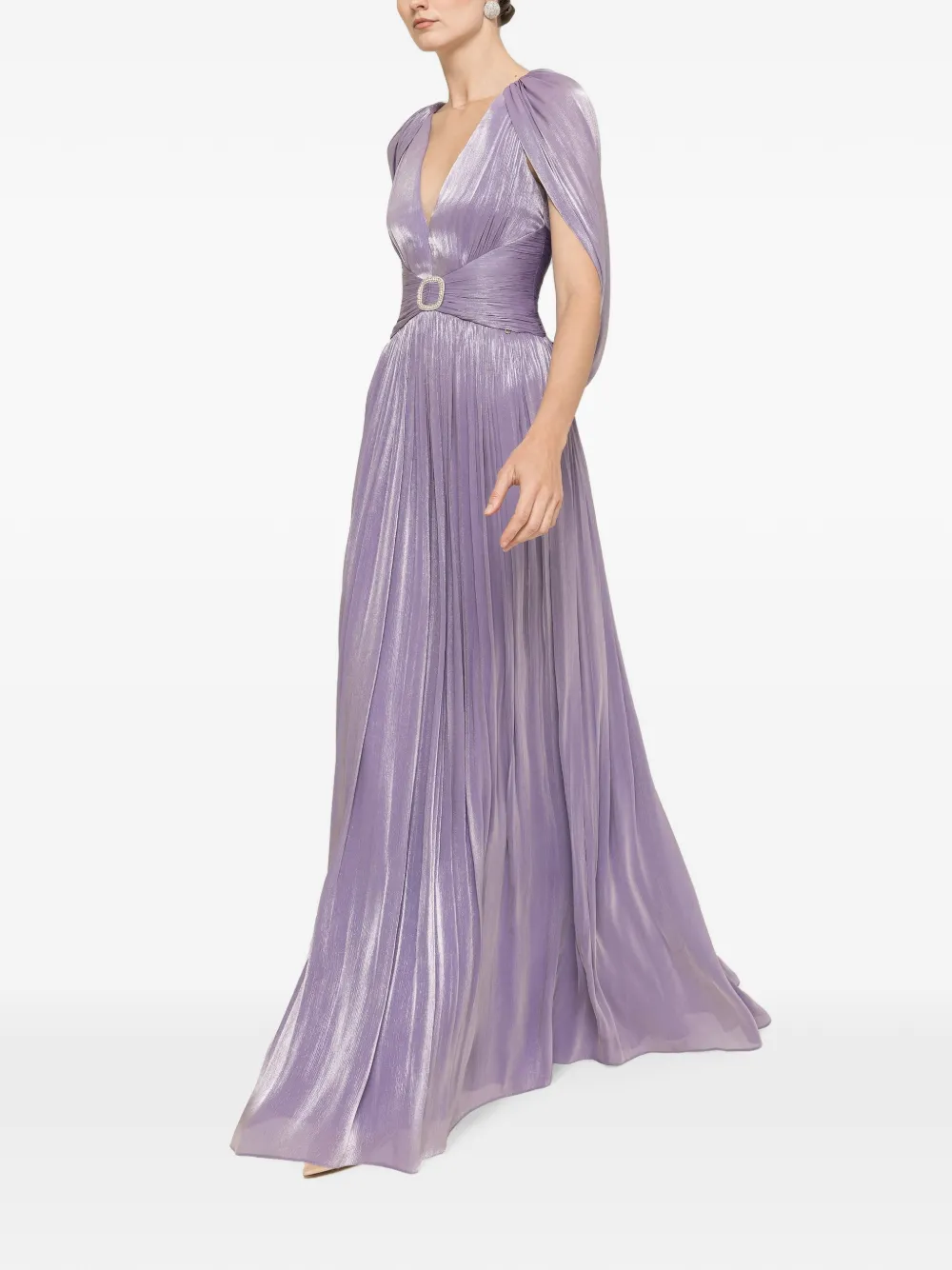 NISSA Chiffon maxi-jurk met open achterkant Paars
