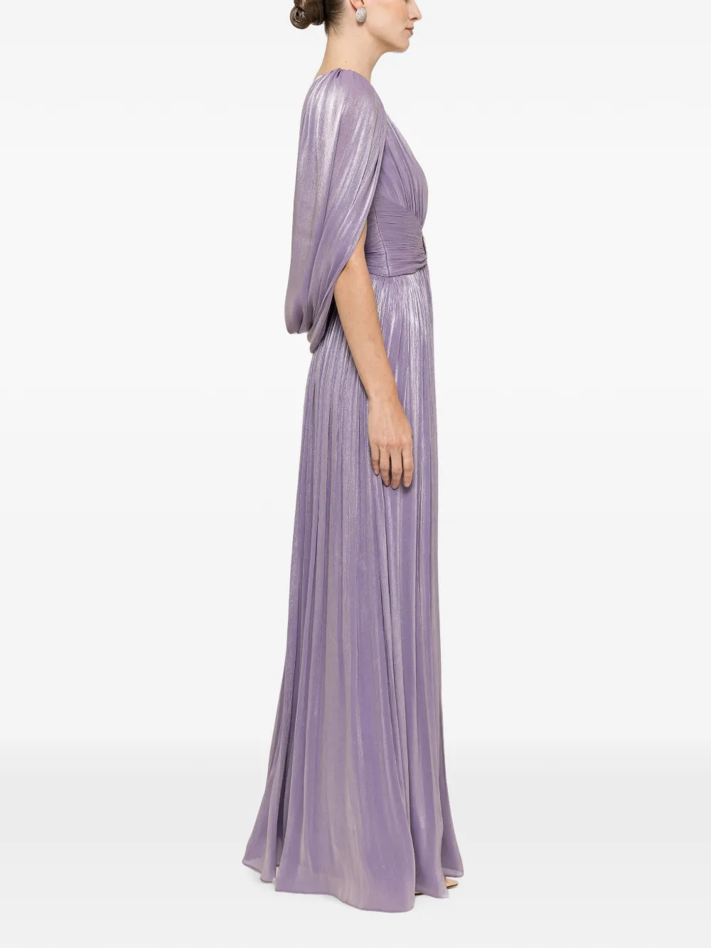 NISSA Chiffon maxi-jurk met open achterkant Paars