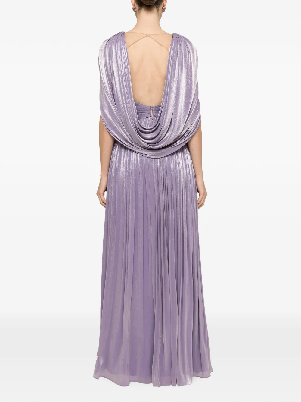 NISSA Chiffon maxi-jurk met open achterkant Paars