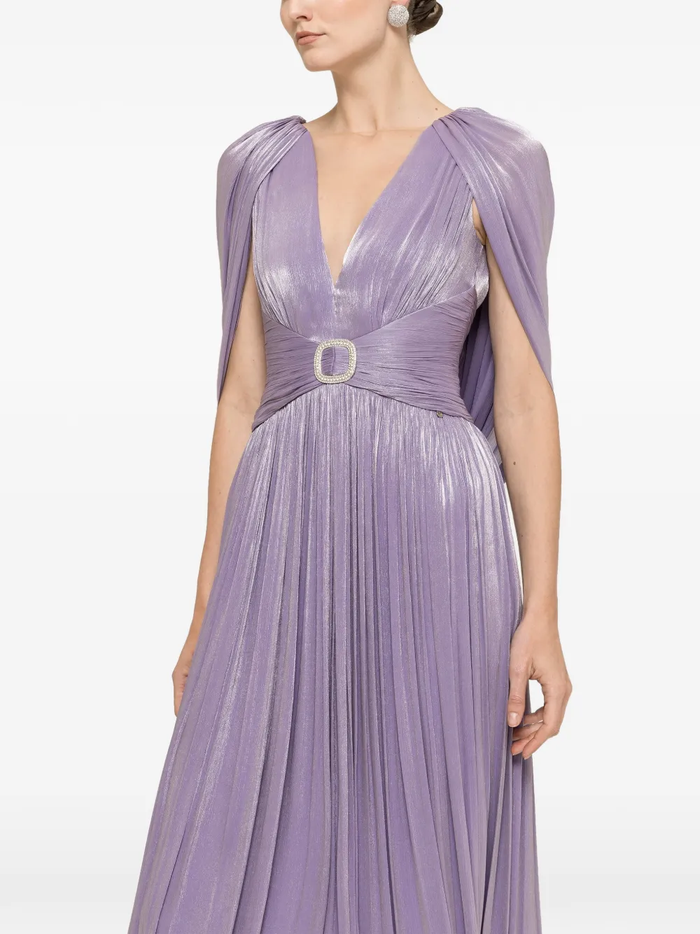 NISSA Chiffon maxi-jurk met open achterkant Paars