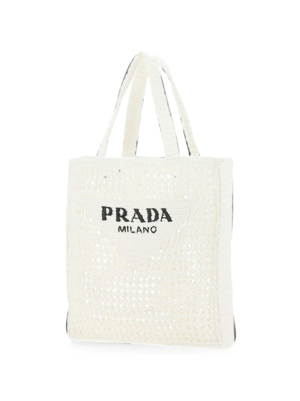 Prada Raffia shopper met geborduurd logo Wit