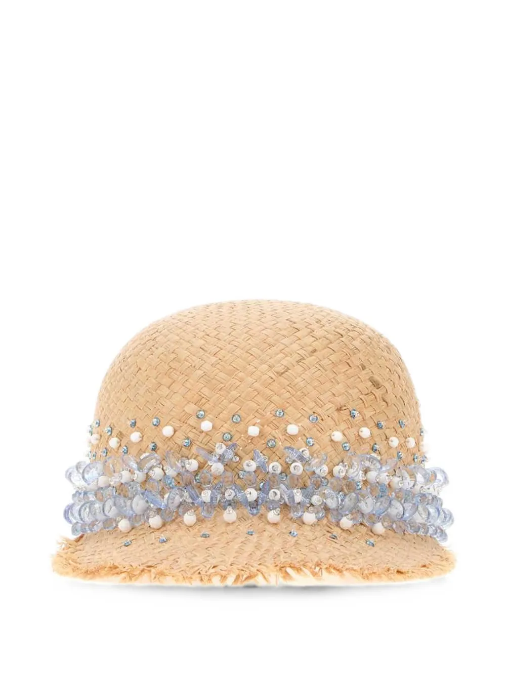 Prada bead-embellished raffia baseball cap - Nude