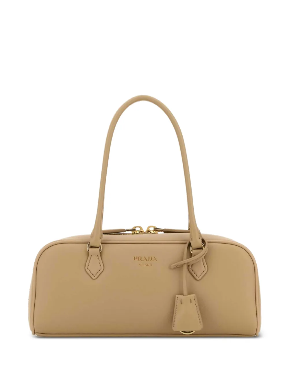 Prada medium logo-lettering leather bag - Toni neutri