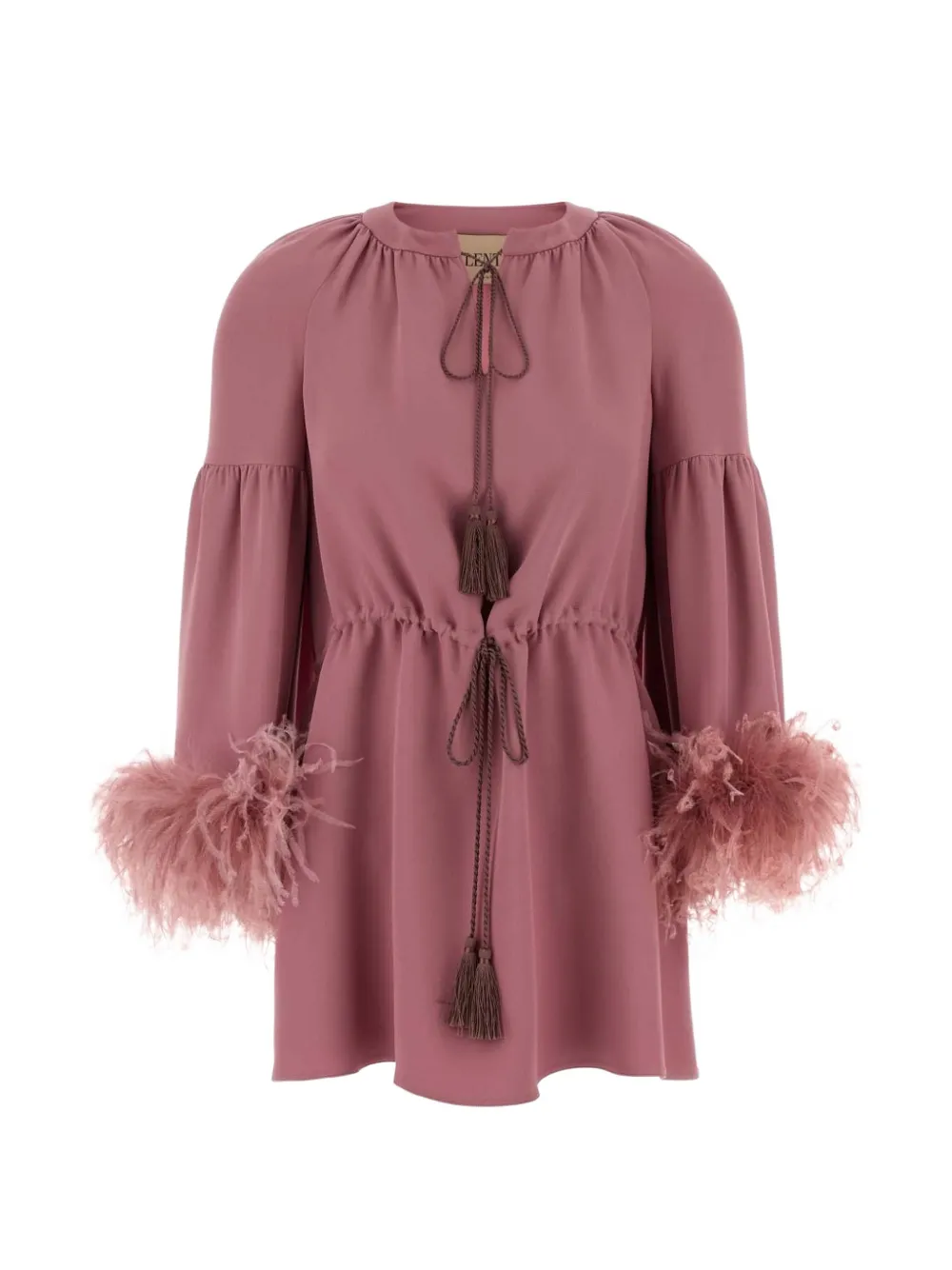 Valentino Feather-trim Tassel-detail Blouse In Pink