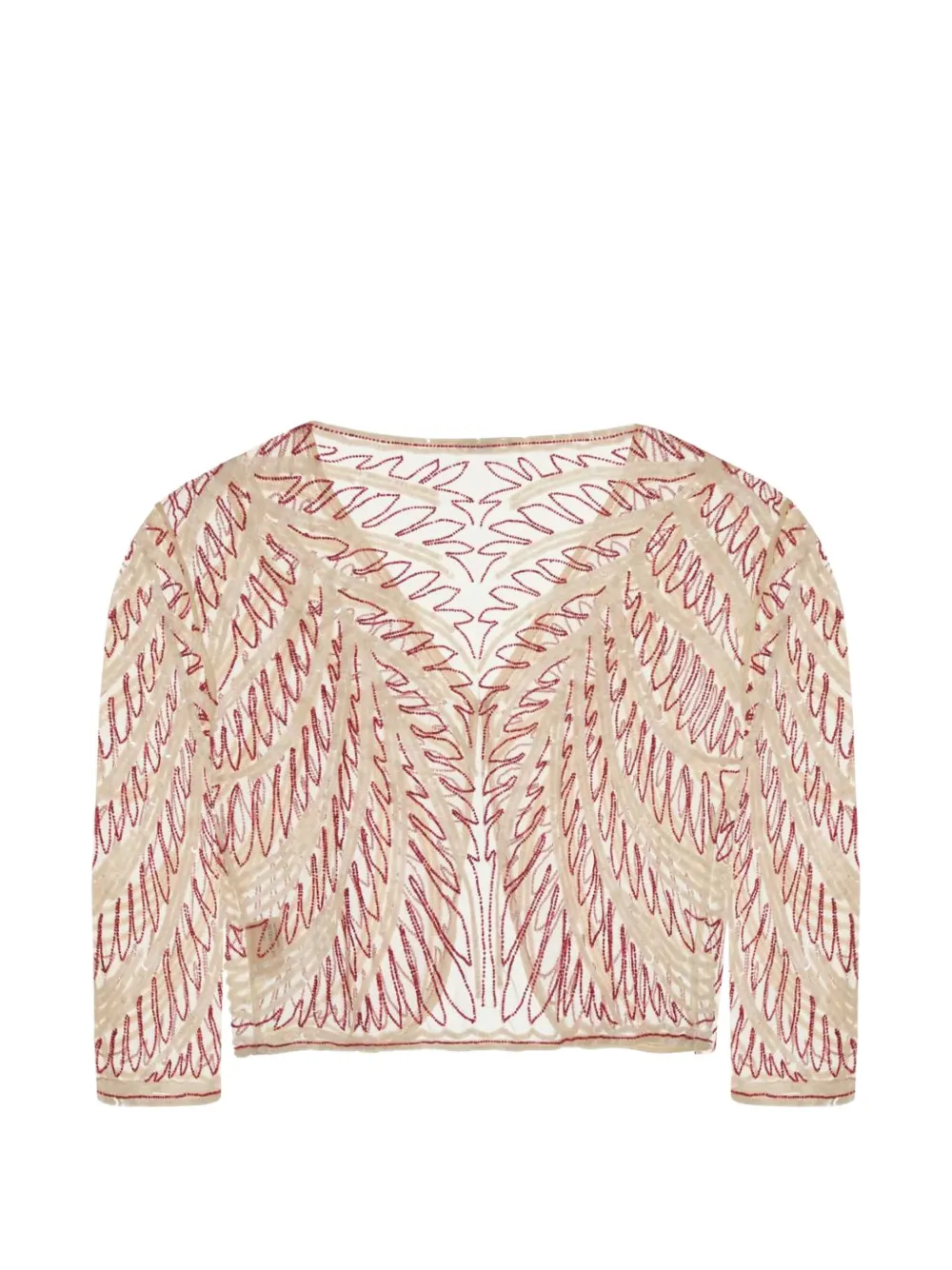 Bode Rita Embellished Mesh Cardigan in Neutrals, view 2