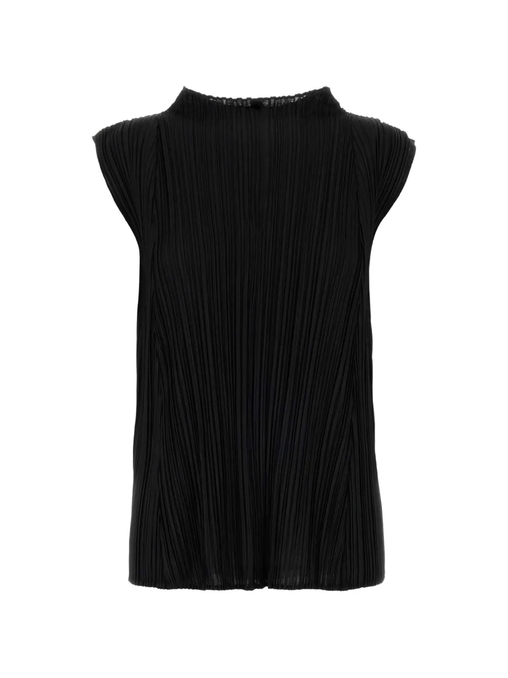 Issey Miyake Pleated Sleeveless Blouse In Black