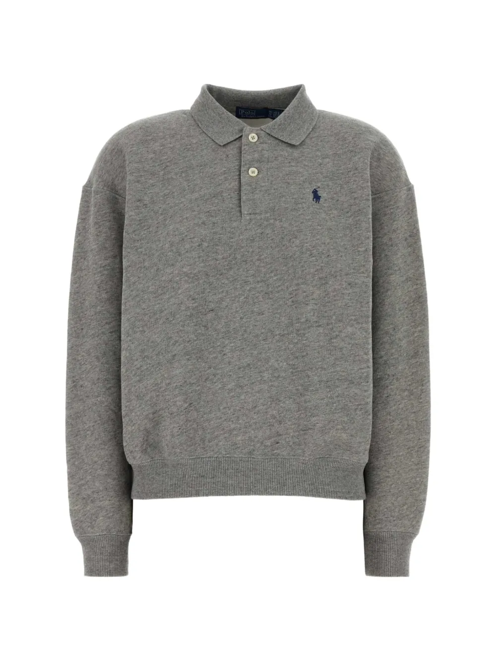 Polo Ralph Lauren Melange-effect Embroidered-logo Polo Shirt In Gray