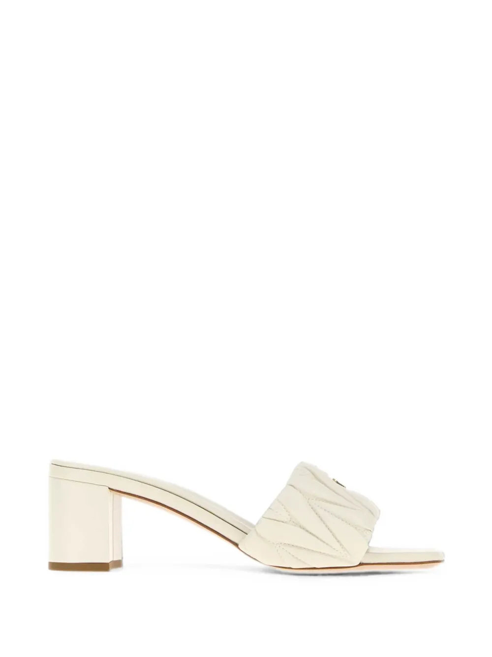 Miu matelassé logo-plaque mules Beige