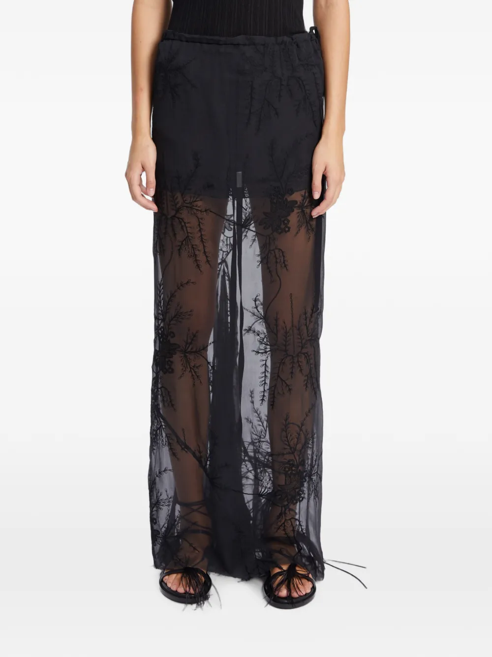 Ann Demeulemeester Sheila embroidered crepon skirt - Nero