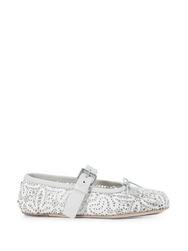 Ann Demeulemeester Laser-cut Buckle-fastening Ballet Flats in White