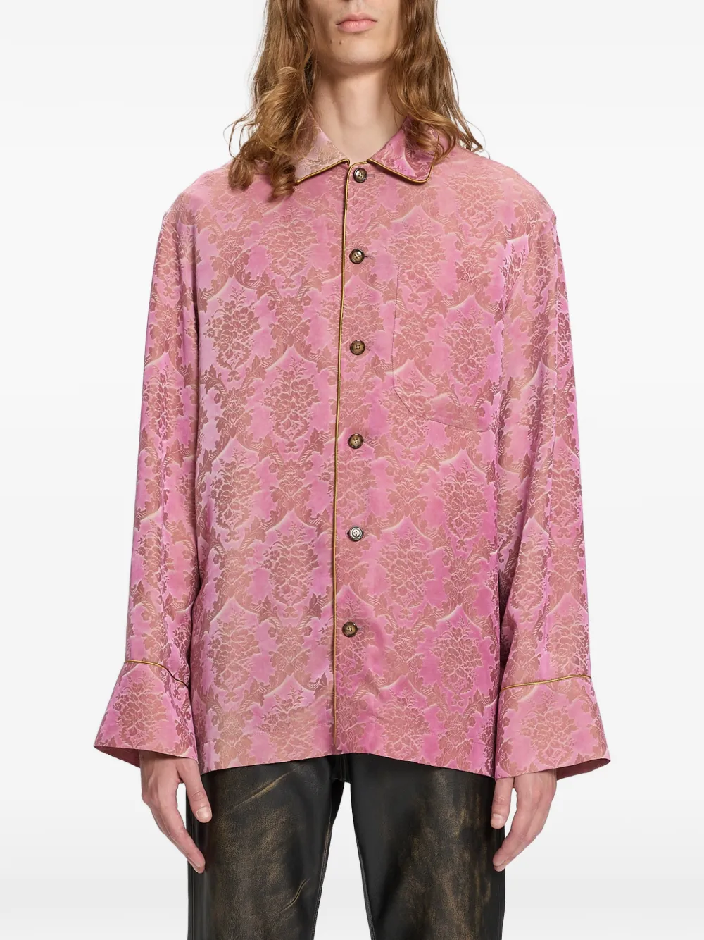 Ann Demeulemeester Damon damask-jacquard shirt - Rosa